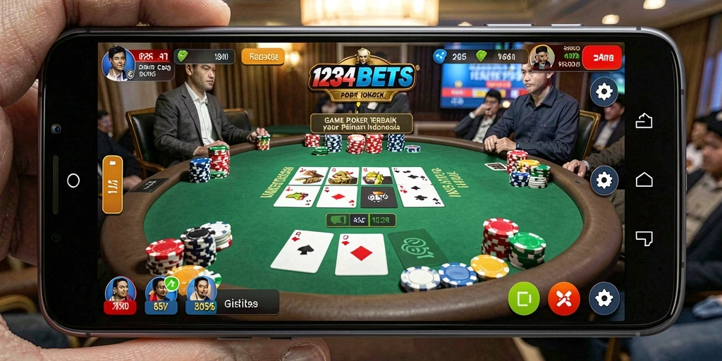 Tampilan gameplay Poker yang seru dan dinamis di 1234BETS.
