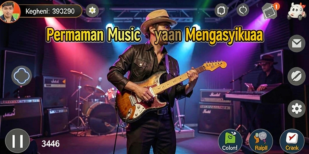 Tampilan permainan musik yang interaktif dan mengasyikkan.