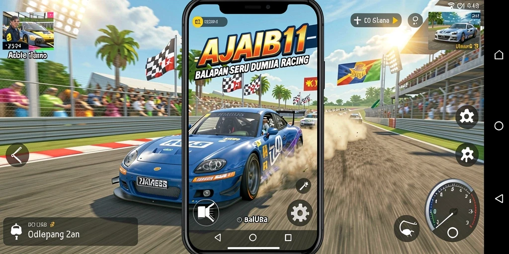 Tampilan gameplay <strong>AJAIB11</strong> saat balapan seru dan mendebarkan.