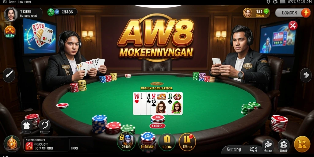 Tampilan gameplay Poker yang menegangkan dan menarik di AW8.