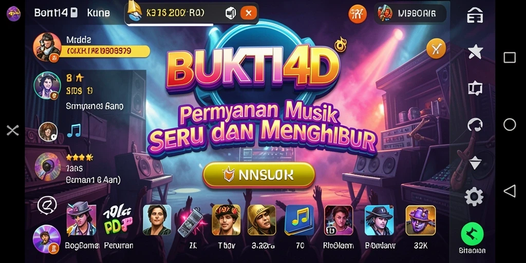 Tampilan gameplay seru BUKTI4D yang menampilkan pemain mengikuti irama musik.