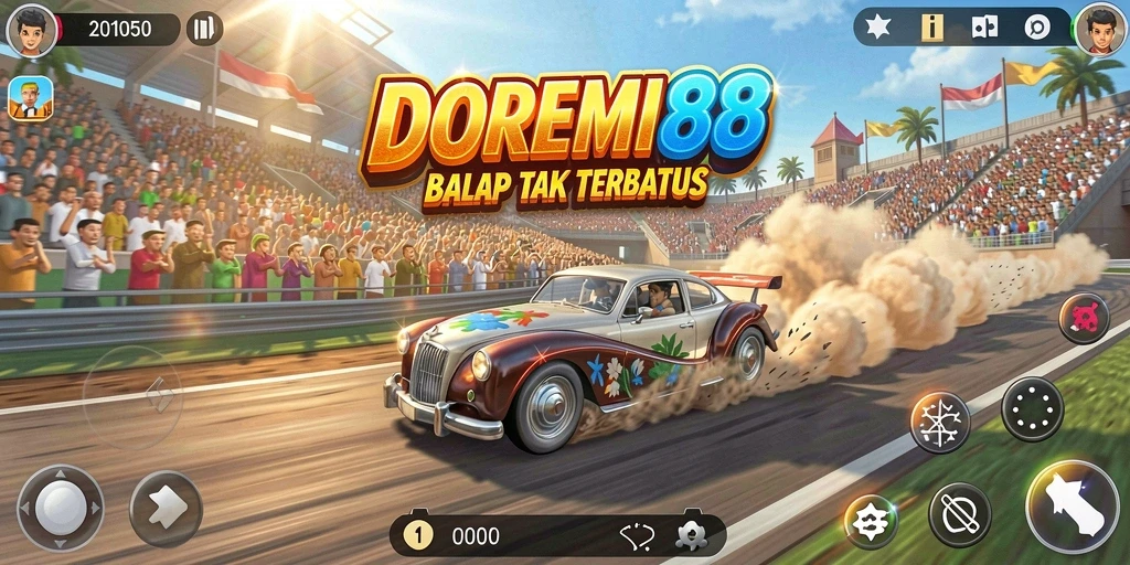 Screenshot gameplay DOREMI88 menampilkan aksi balap seru dan grafis yang memukau.