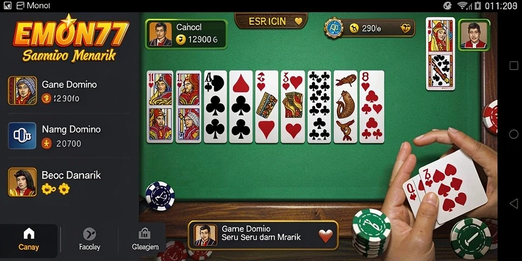 Screenshot gameplay EMON77 yang menunjukkan keseruan bermain Domino.