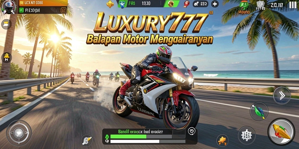 Gameplay menegangkan LUXURY777 dengan motor balap.