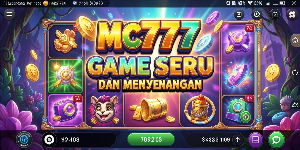 Tangkapan layar utama gameplay Slot MC777 yang menarik dan penuh warna.
