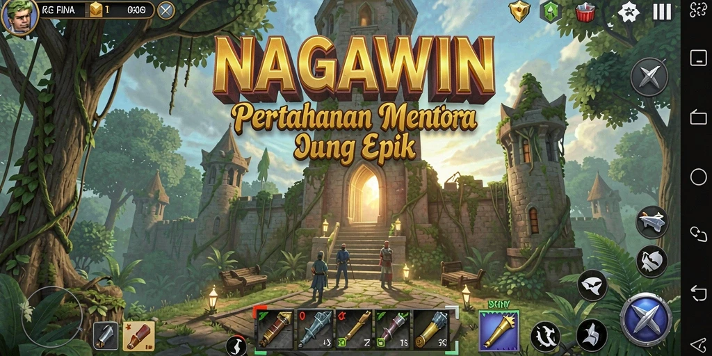 Screenshot tampilan gameplay Tower Defense di NAGAWIN.