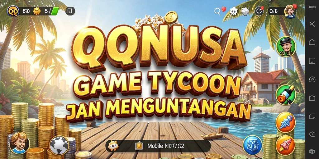Screenshot gameplay QQNUSA menampilkan dinamika bisnis yang seru.