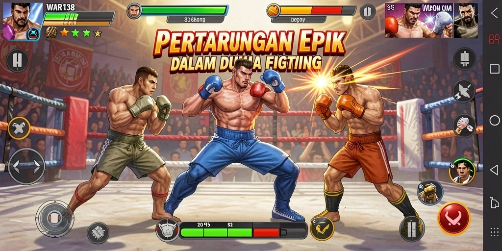Tampilan aksi seru pertarungan karakter dalam WAR138.