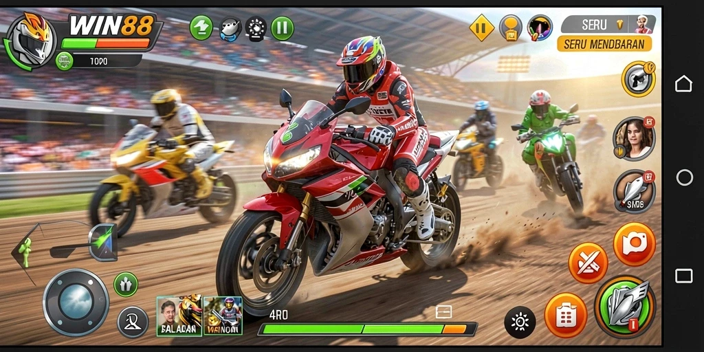 Gameplay balapan motor yang mendebarkan di WIN88.