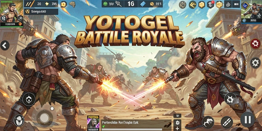 Tampilan aksi mendebarkan dalam permainan Battle Royale YOTOGEL.